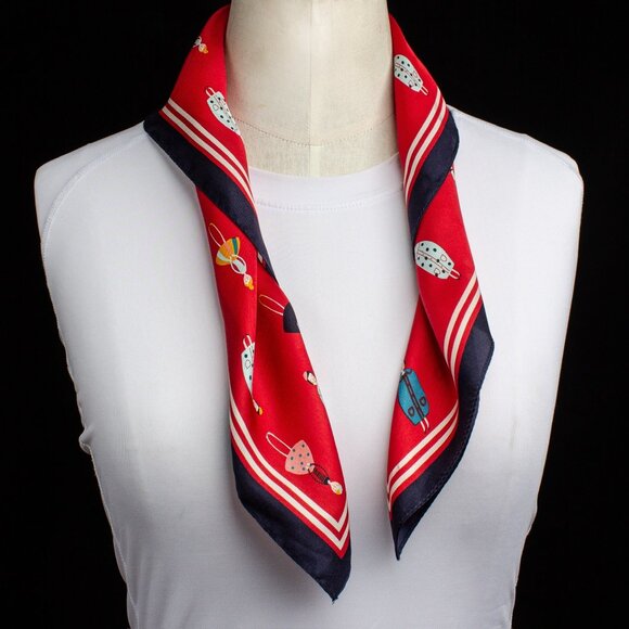 Silk Scarf | Galeries Lafayette with Fashion Dolls Print 21”x21” - Picture 2 of 6